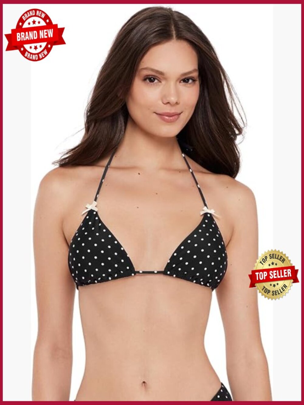 Adjustable Halter Tie Triangle Bikini Top - Nylon Spandex Support